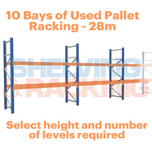 run of 10 bays of used pallet racking