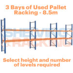 run of 3 bays of used pallet racking