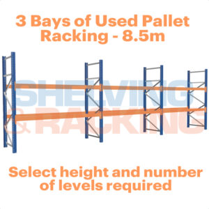 run of 3 bays of used pallet racking