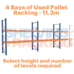 run of 4 bays of used pallet racking