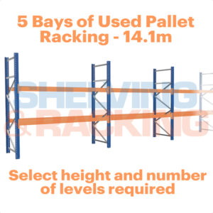 run of 5 bays of used pallet racking