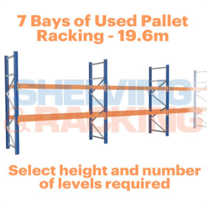 run of 7 bays of used pallet racking
